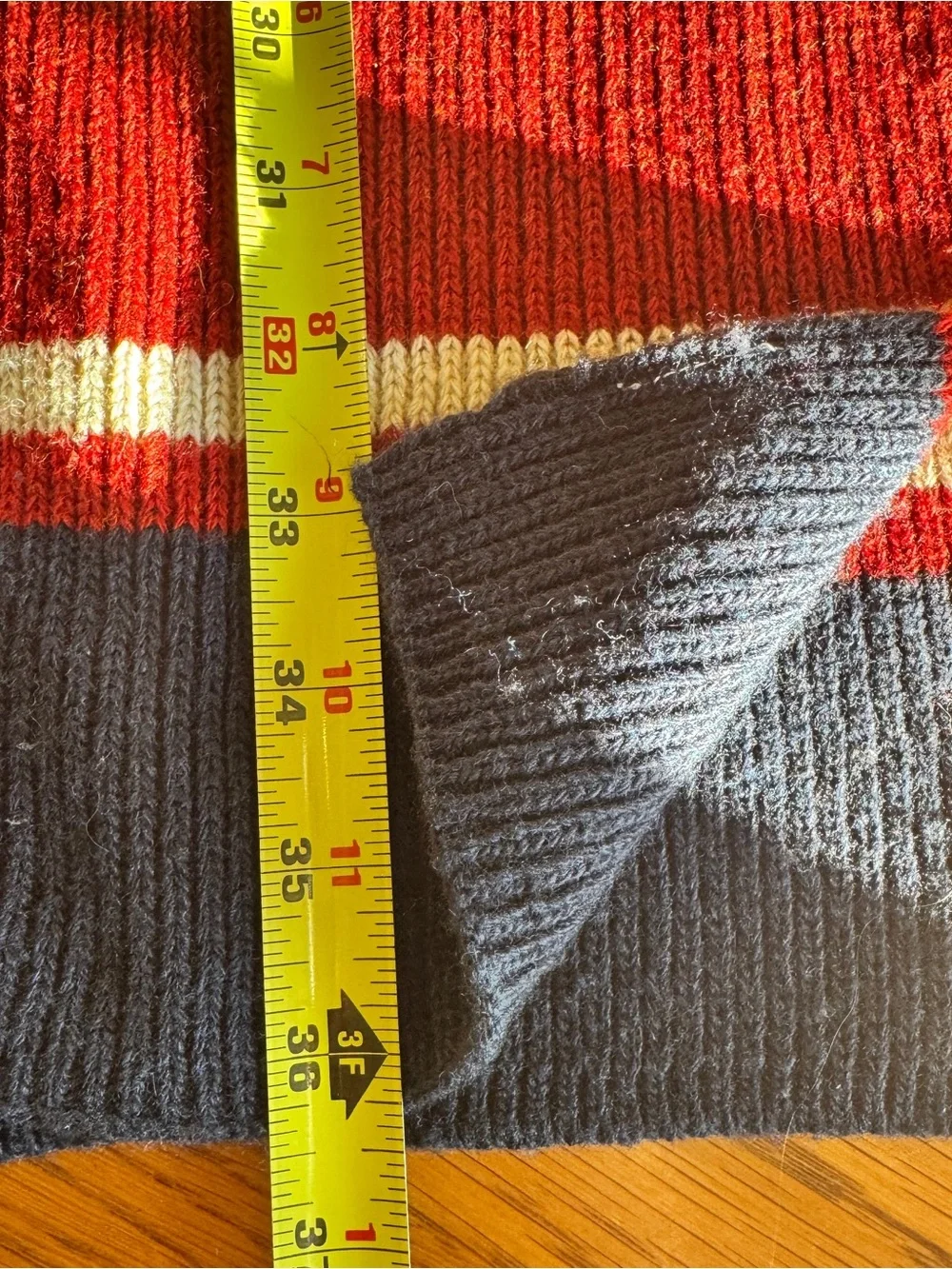ABERCROMBIE & FITCH Wool Blend Scarf 6 Foot Long Red & Blue Stripes 2000s Preppy